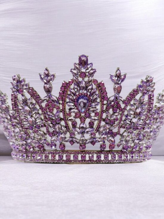 Lavender Crystal Crown, Silver Bridal Crown, Wedding Headpiece, Pageant Crown main image 4